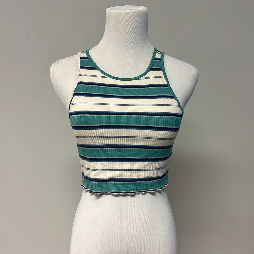 American Eagle Outfitters Green and Blue Crop Tank Top